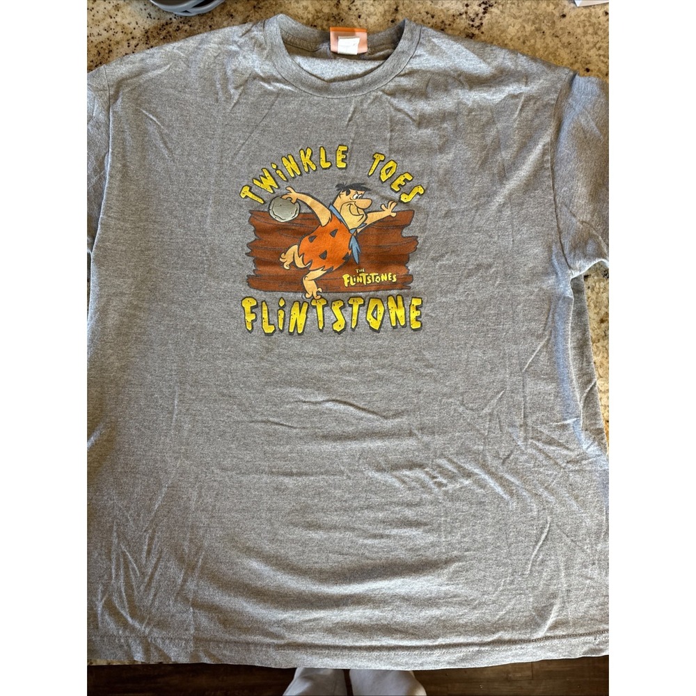 Vtg The Flintstones Fred Flintstone Bowling Y2K T-Shirt Sz L/XL Twinkle Toes